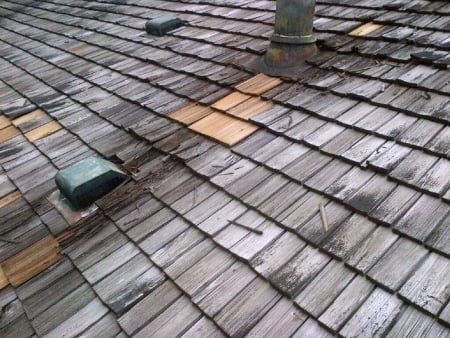 wood shingles on roof